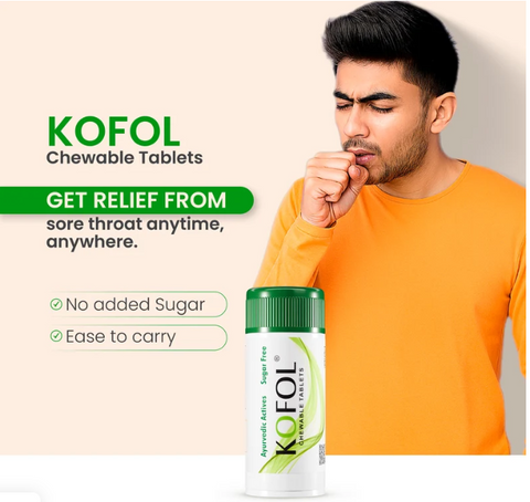 Kofol Chewable Tablets for Sore Throat, Dry Cough & Throat Irritation